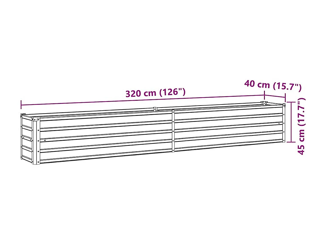 Letto da giardino rialzato in acciaio zincato 320x40x45 cm Antracite
