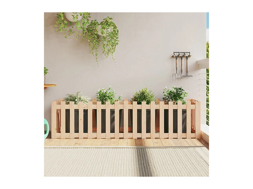 Lit surélevé de jardin design de clôture 200x50x50cm pin massif