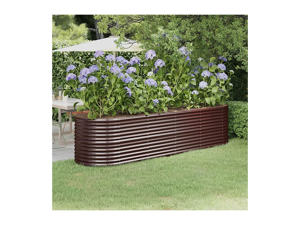 Hochbeet aus pulverbeschichtetem Stahl in Braun