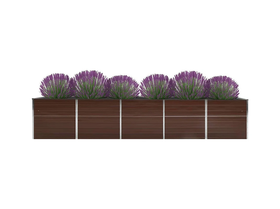 Lit surélevé de jardin Acier galvanisé 400x80x77 cm Marron