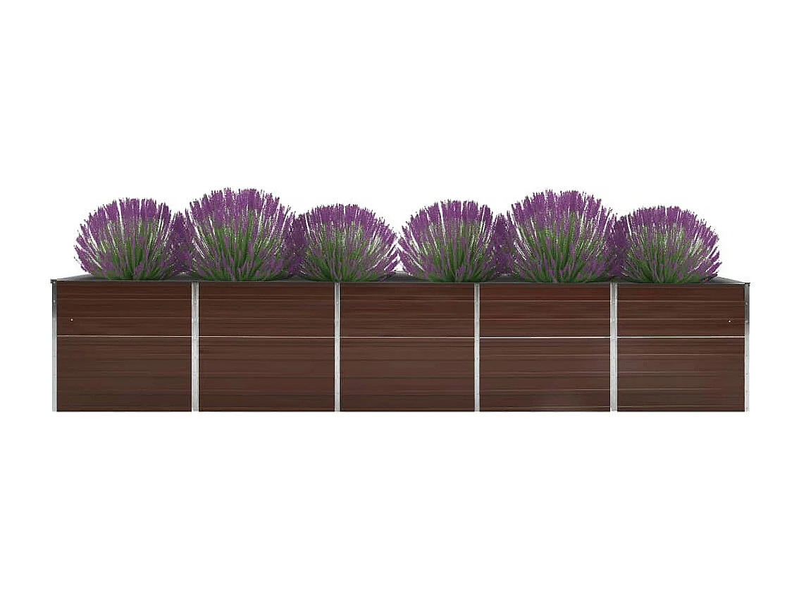 Lit surélevé de jardin Acier galvanisé 400x80x77 cm Marron