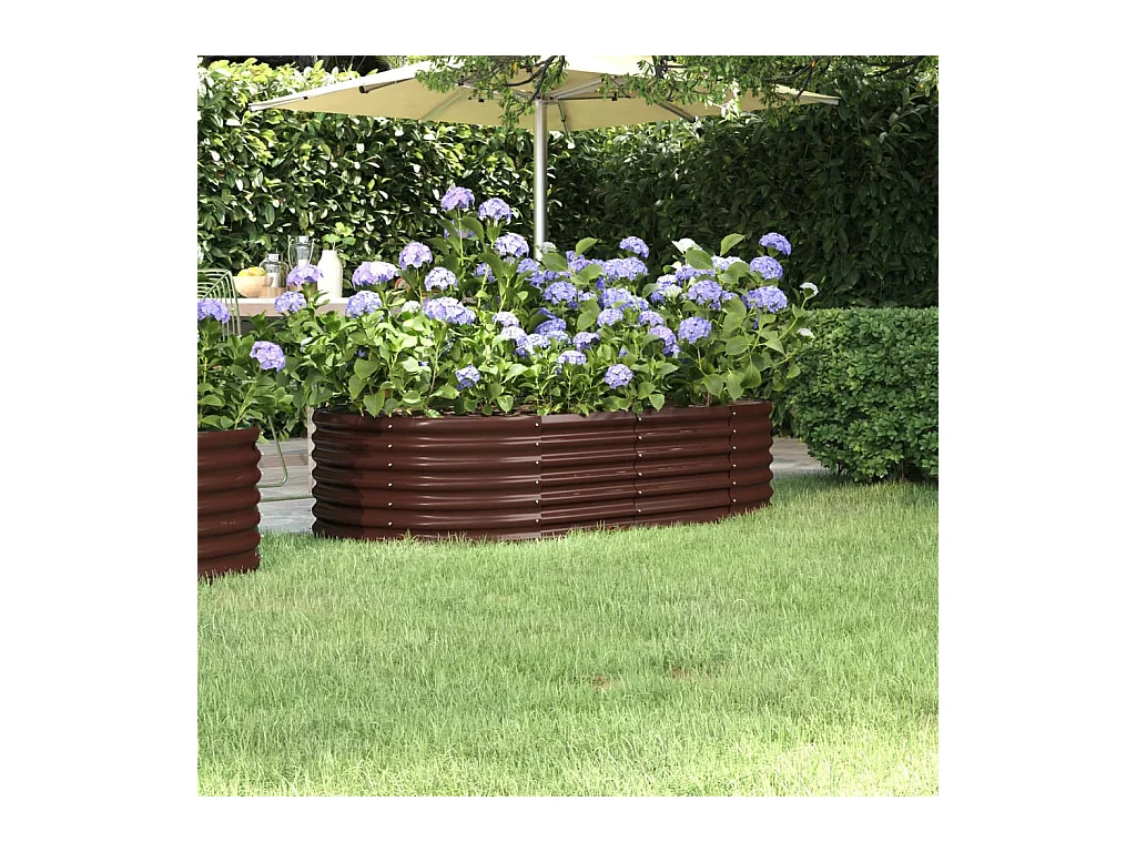 Letto da giardino rialzato in acciaio verniciato a polvere marrone