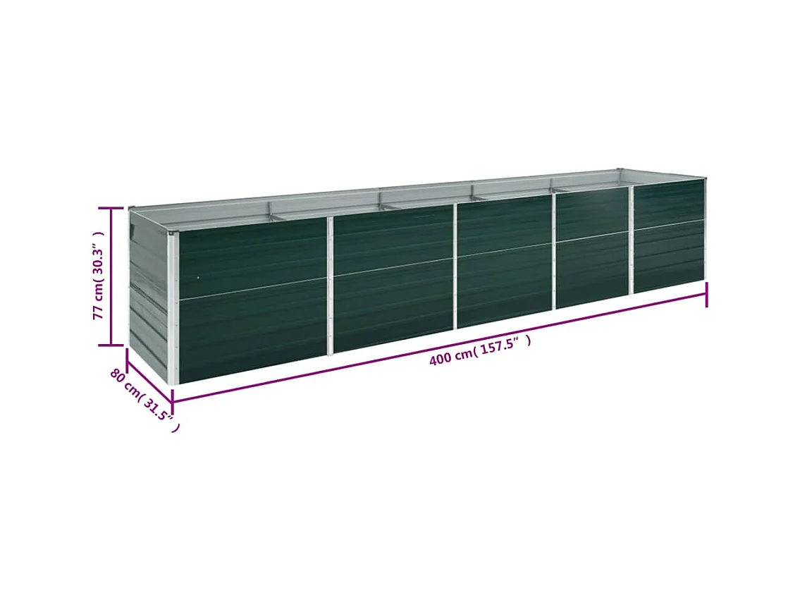 Verhoogd tuinbed Gegalvaniseerd staal 400x80x77 cm Groen