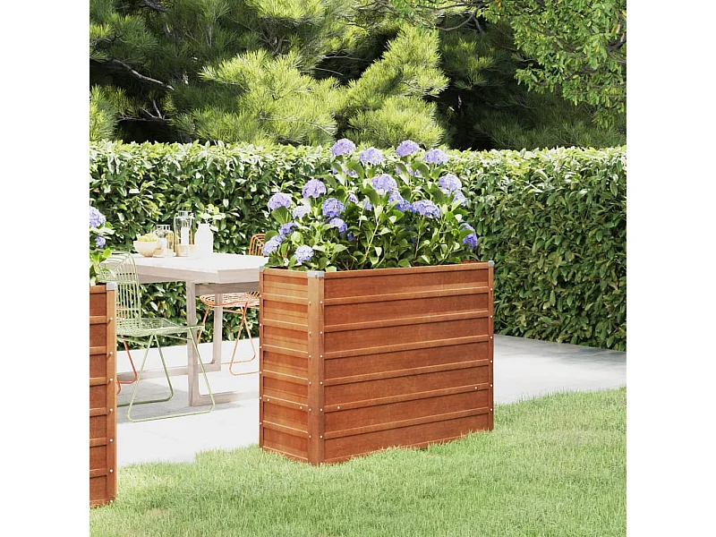 Letto da giardino rialzato arrugginito 100x40x77 cm in acciaio corten