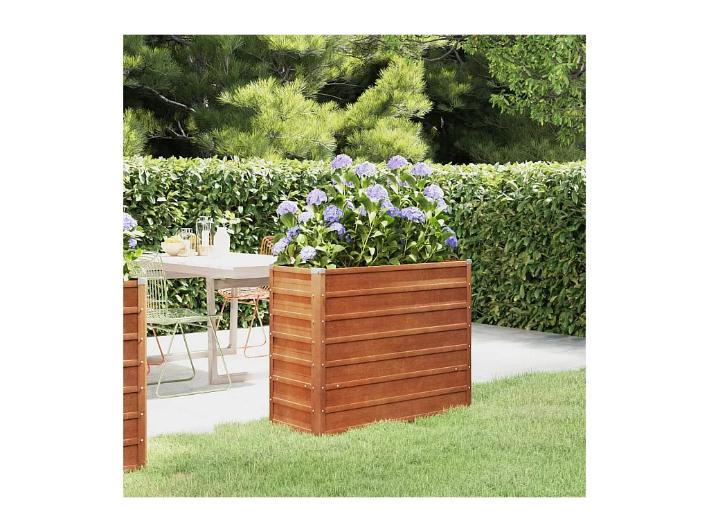 Lit surélevé de jardin rouillé 100x40x77 cm acier corten