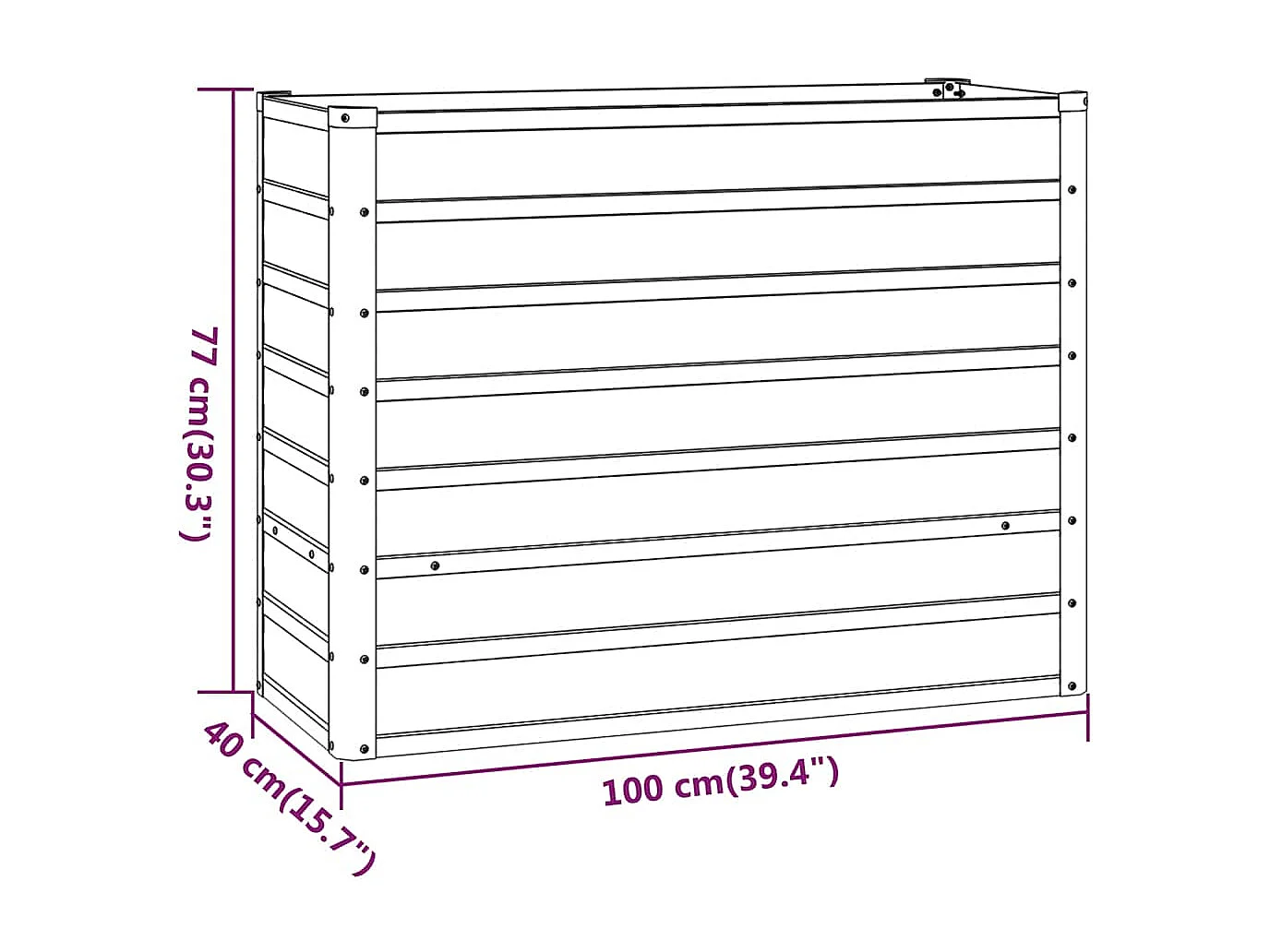 Lit surélevé de jardin rouillé 100x40x77 cm acier corten
