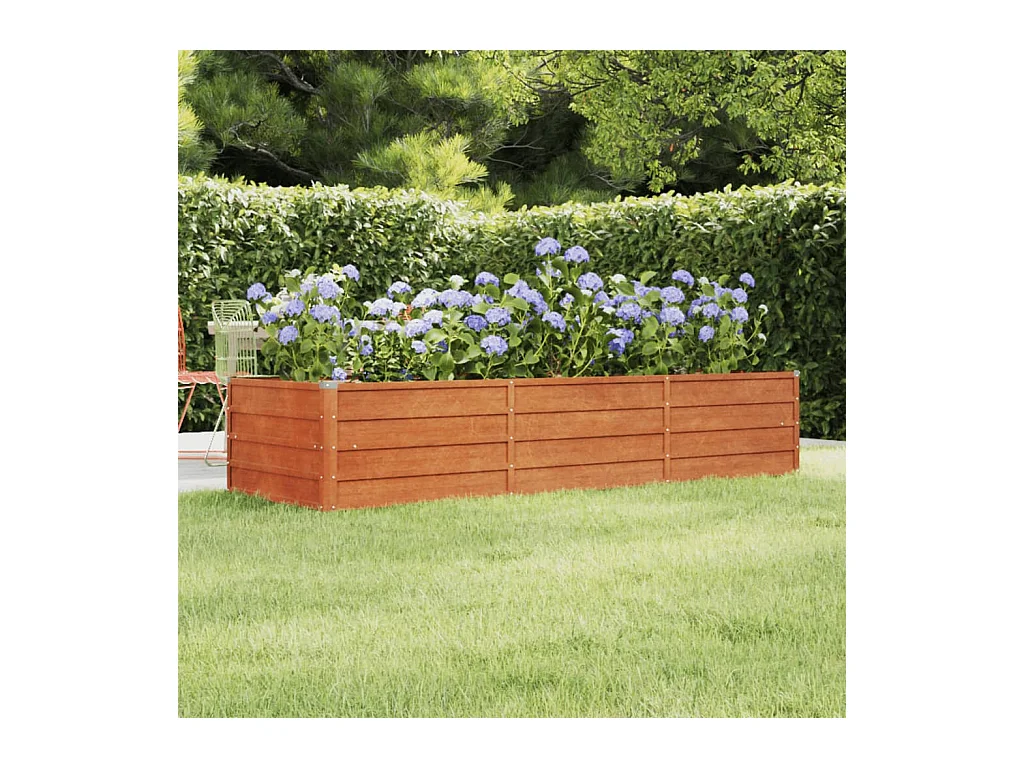 Lit surélevé de jardin rouillé 240x80x45 cm acier corten