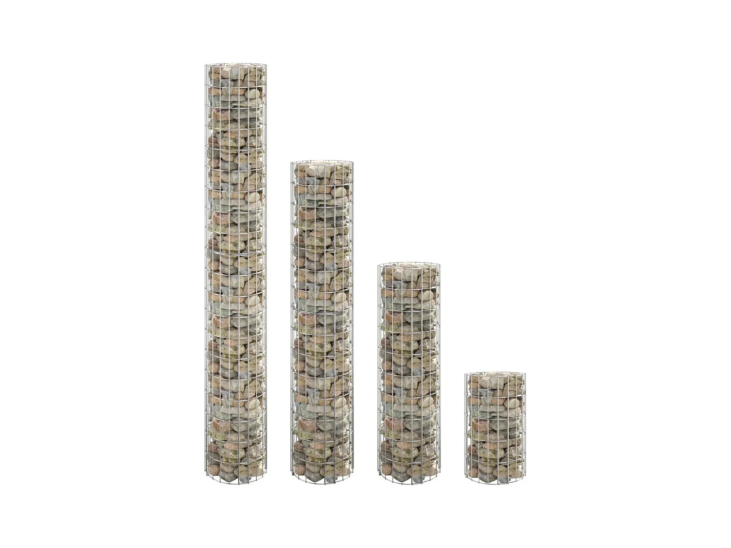 Ronde gabion verhoogde bedden 4 stuks Ø30x50/100/150/200 cm