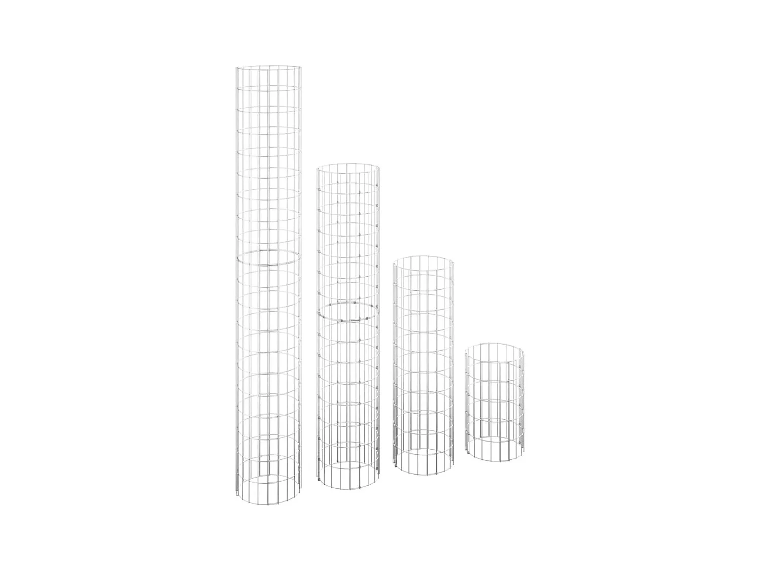 Ronde gabion verhoogde bedden 4 stuks Ø30x50/100/150/200 cm