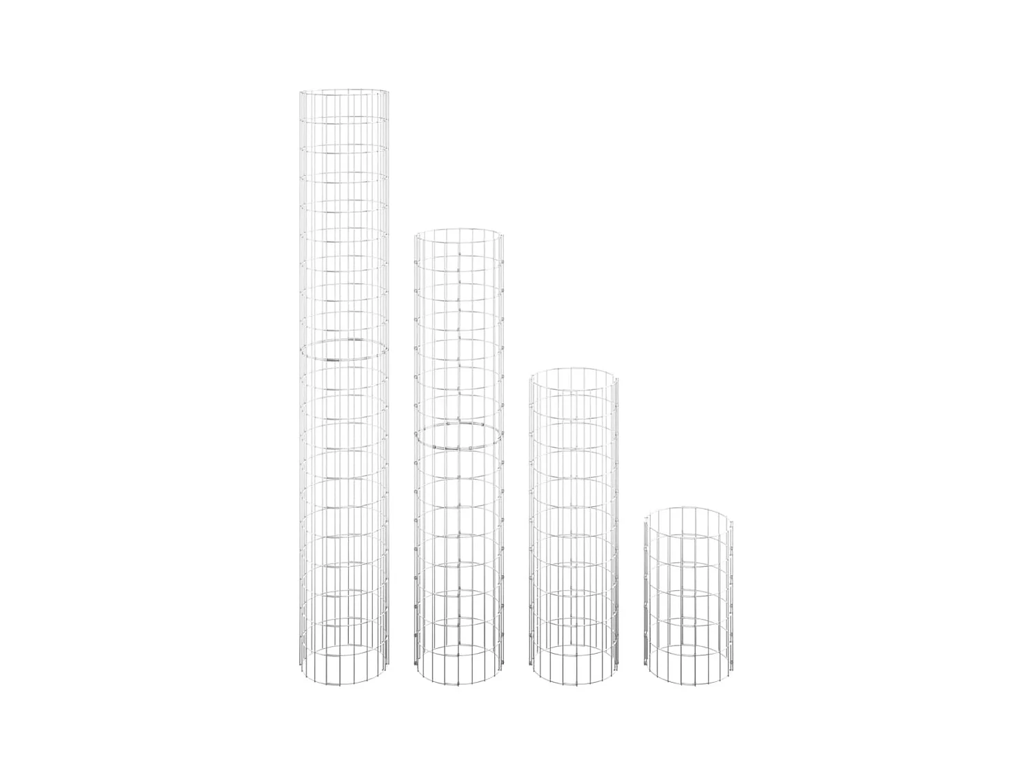 Ronde gabion verhoogde bedden 4 stuks Ø30x50/100/150/200 cm