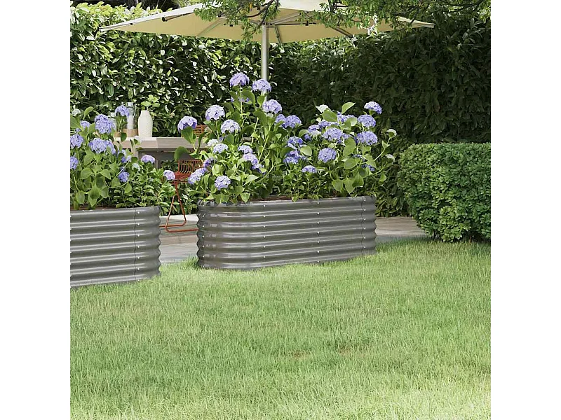 Letto da giardino rialzato in acciaio verniciato a polvere 114x40x36 cm grigio