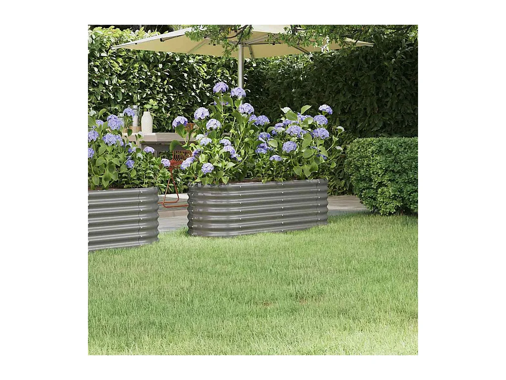 Lit surélevé de jardin Acier enduit de poudre 114x40x36 cm gris