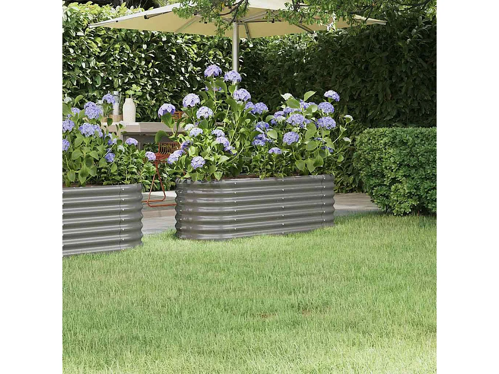 Letto da giardino rialzato in acciaio verniciato a polvere 114x40x36 cm grigio