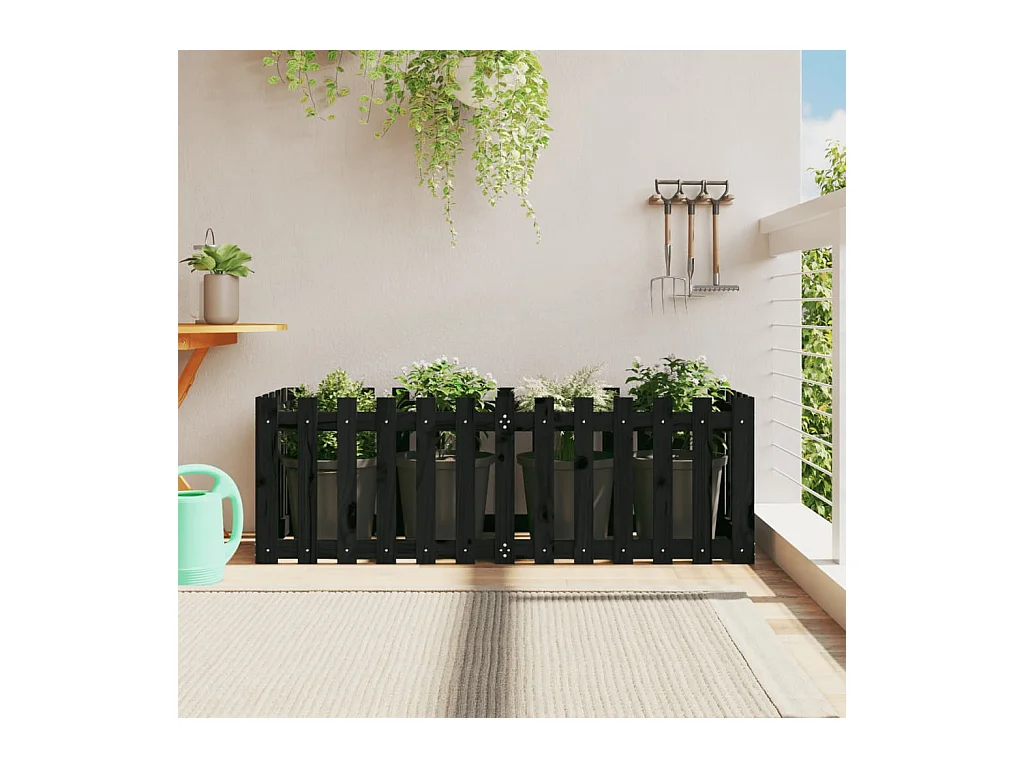 Lit surélevé de jardin design de clôture 150x50x50cm pin massif