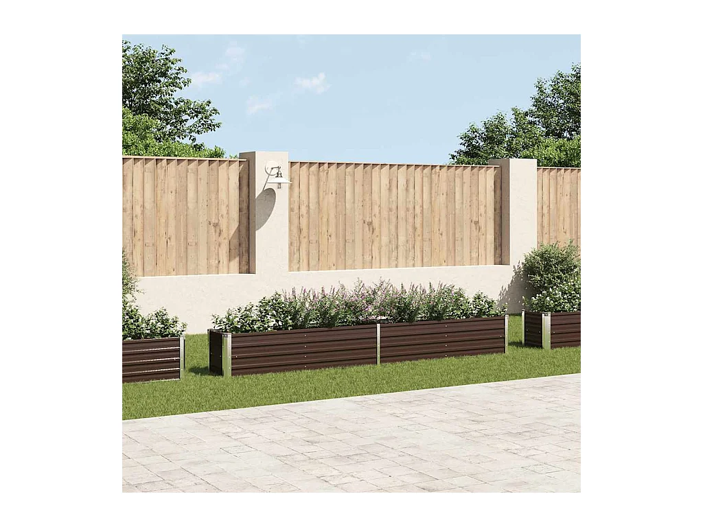 Lit surélevé de jardin Acier galvanisé 320x40x45 cm Marron