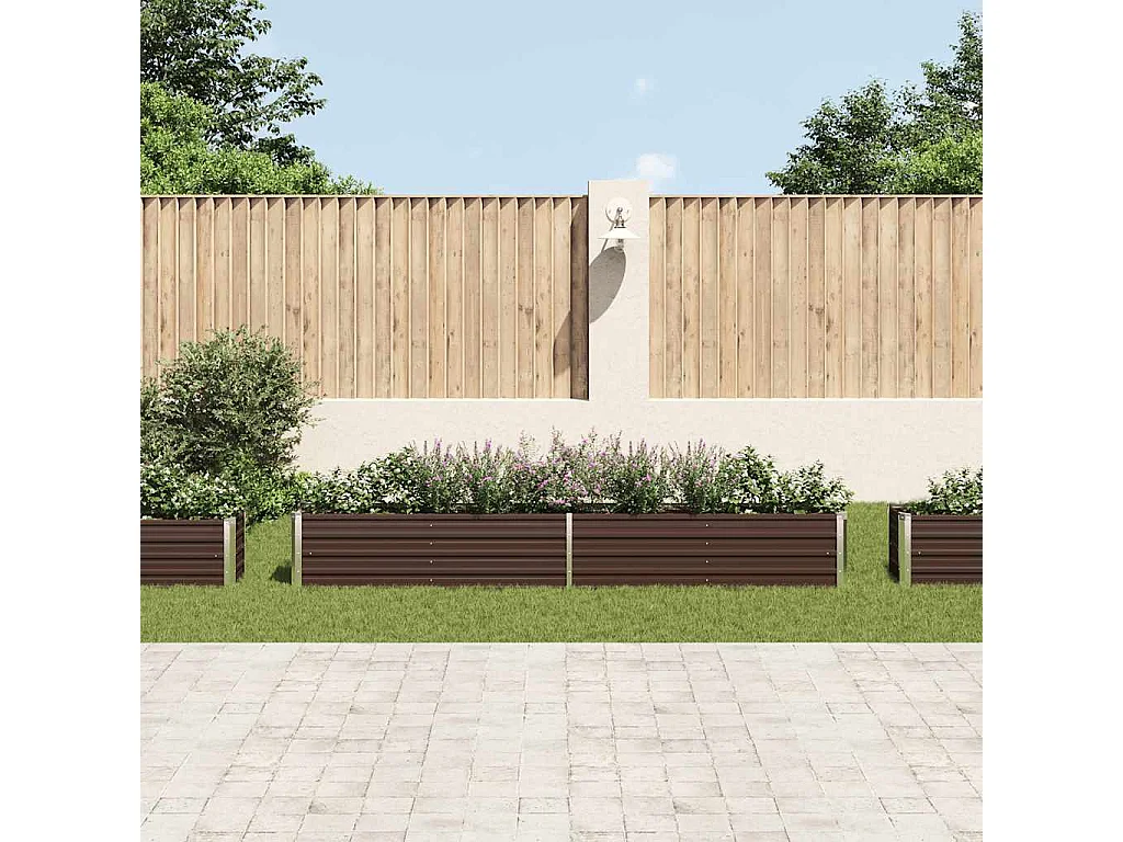 Lit surélevé de jardin Acier galvanisé 320x40x45 cm Marron