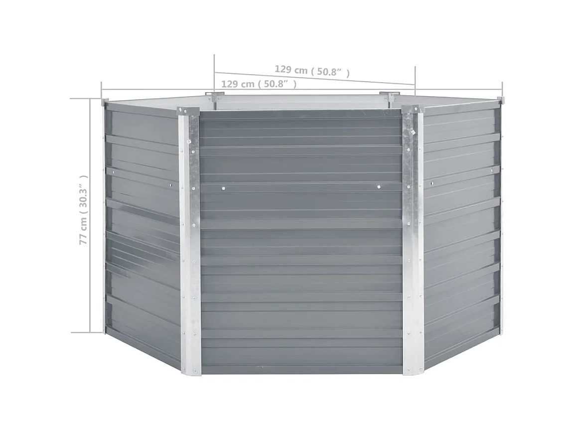 Letto da giardino rialzato in acciaio zincato 129x129x77 cm Grigio