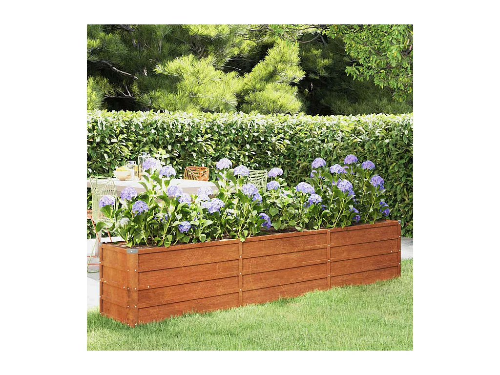 Lit surélevé de jardin rouillé 240x40x45 cm acier corten