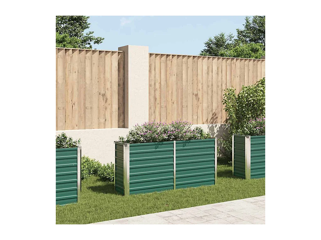 Lit surélevé de jardin Acier galvanisé 160x40x77 cm Vert