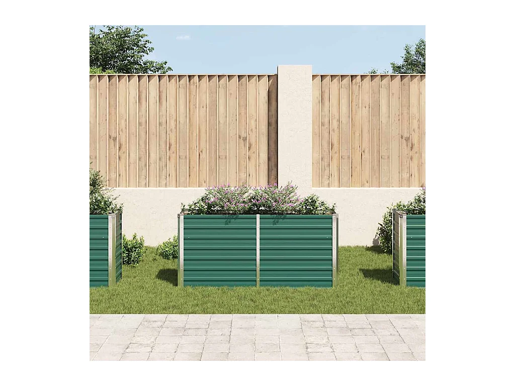 Lit surélevé de jardin Acier galvanisé 160x40x77 cm Vert