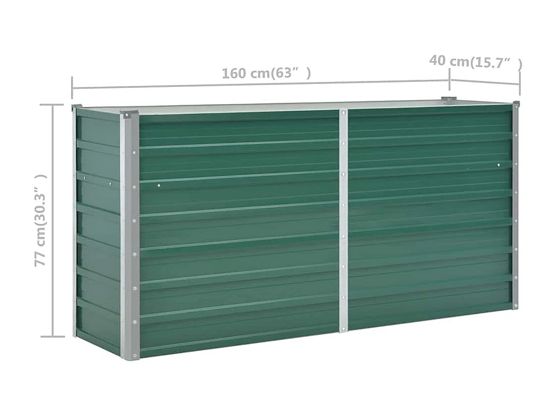 Lit surélevé de jardin Acier galvanisé 160x40x77 cm Vert