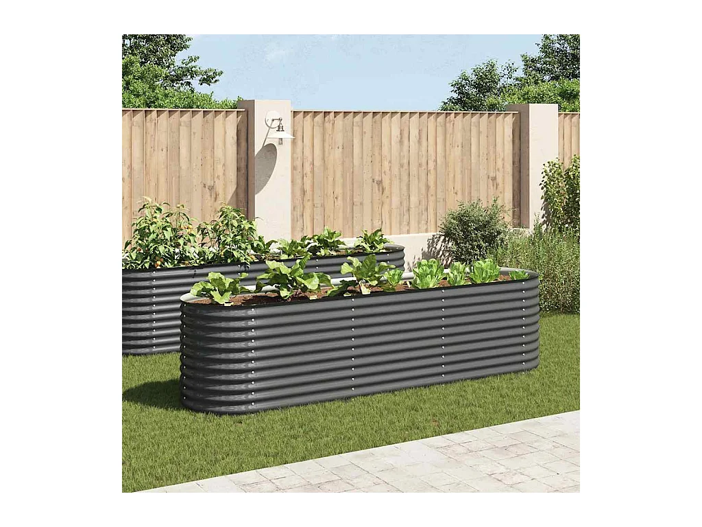 Verhoogd tuinbed 320x80x81 cm Gegalvaniseerd staal Grijs