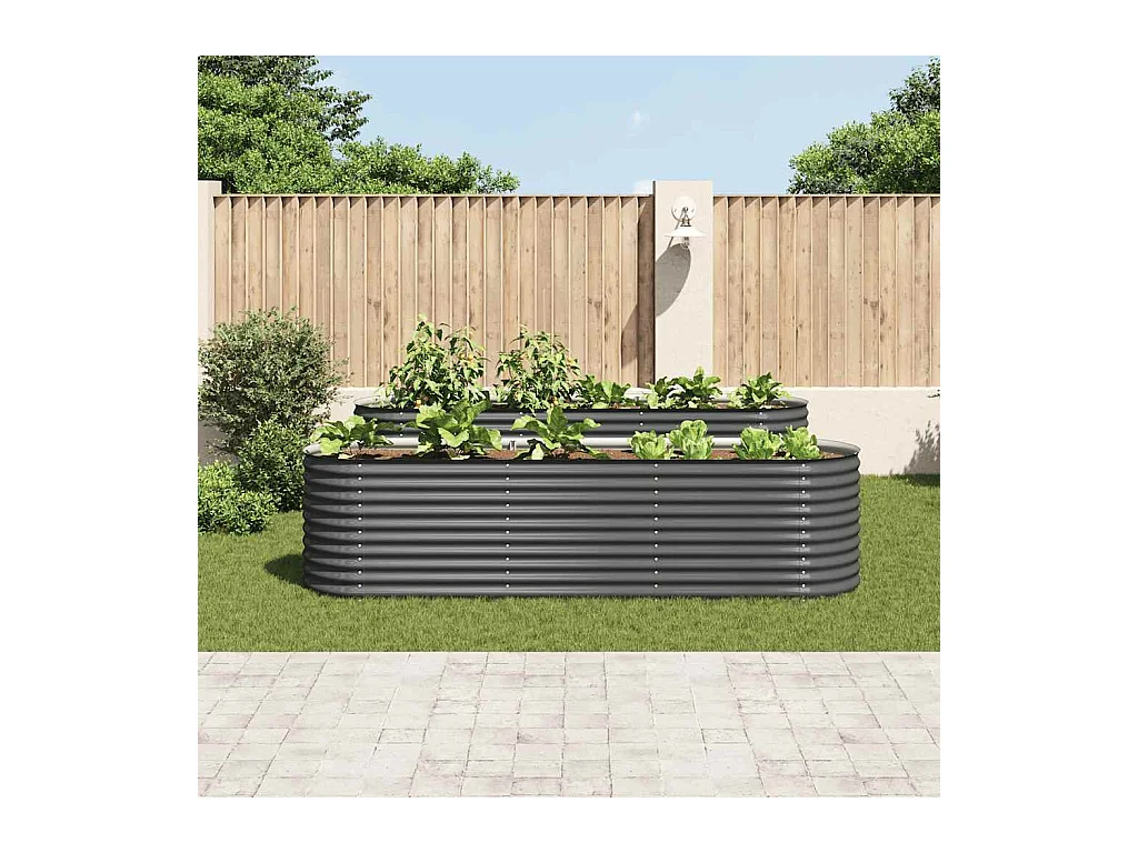 Verhoogd tuinbed 320x80x81 cm Gegalvaniseerd staal Grijs