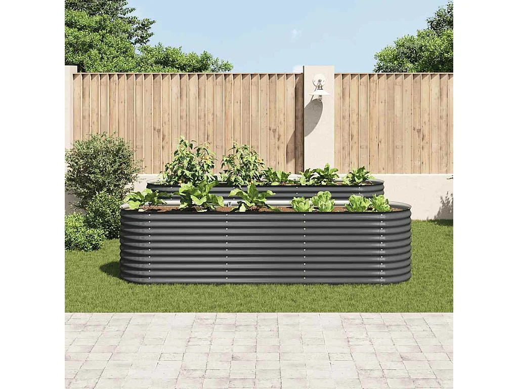 Letto da giardino rialzato 320x80x81 cm Acciaio zincato Grigio
