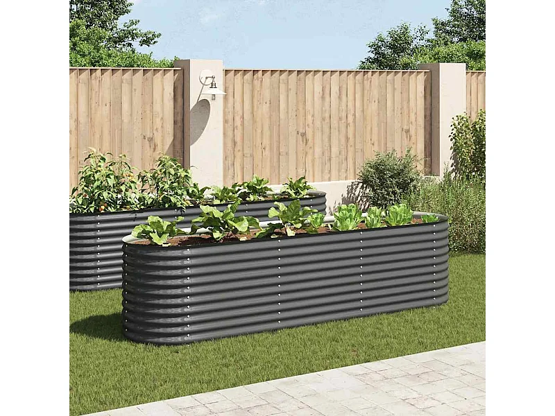 Letto da giardino rialzato 320x80x81 cm Acciaio zincato Grigio