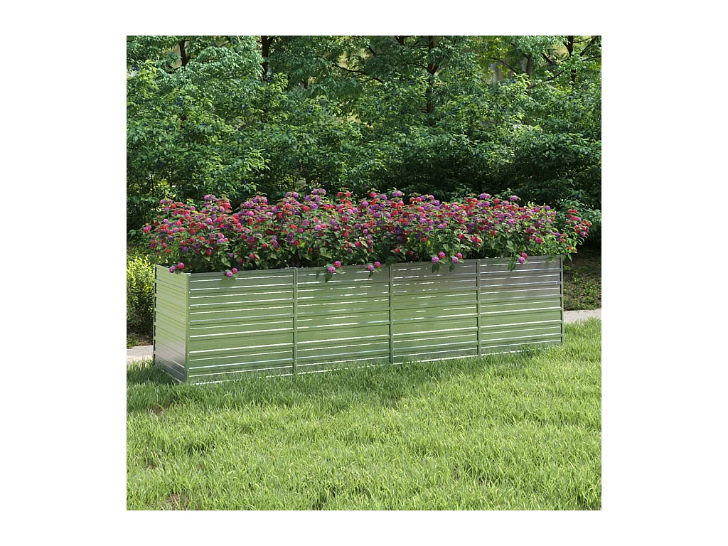 Lit surélevé de jardin 320x80x77 cm Acier galvanisé Argenté