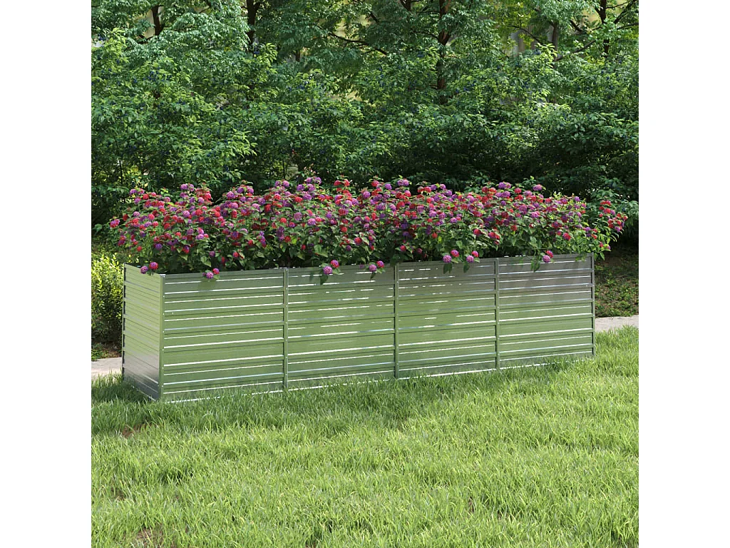 Lit surélevé de jardin 320x80x77 cm Acier galvanisé Argenté