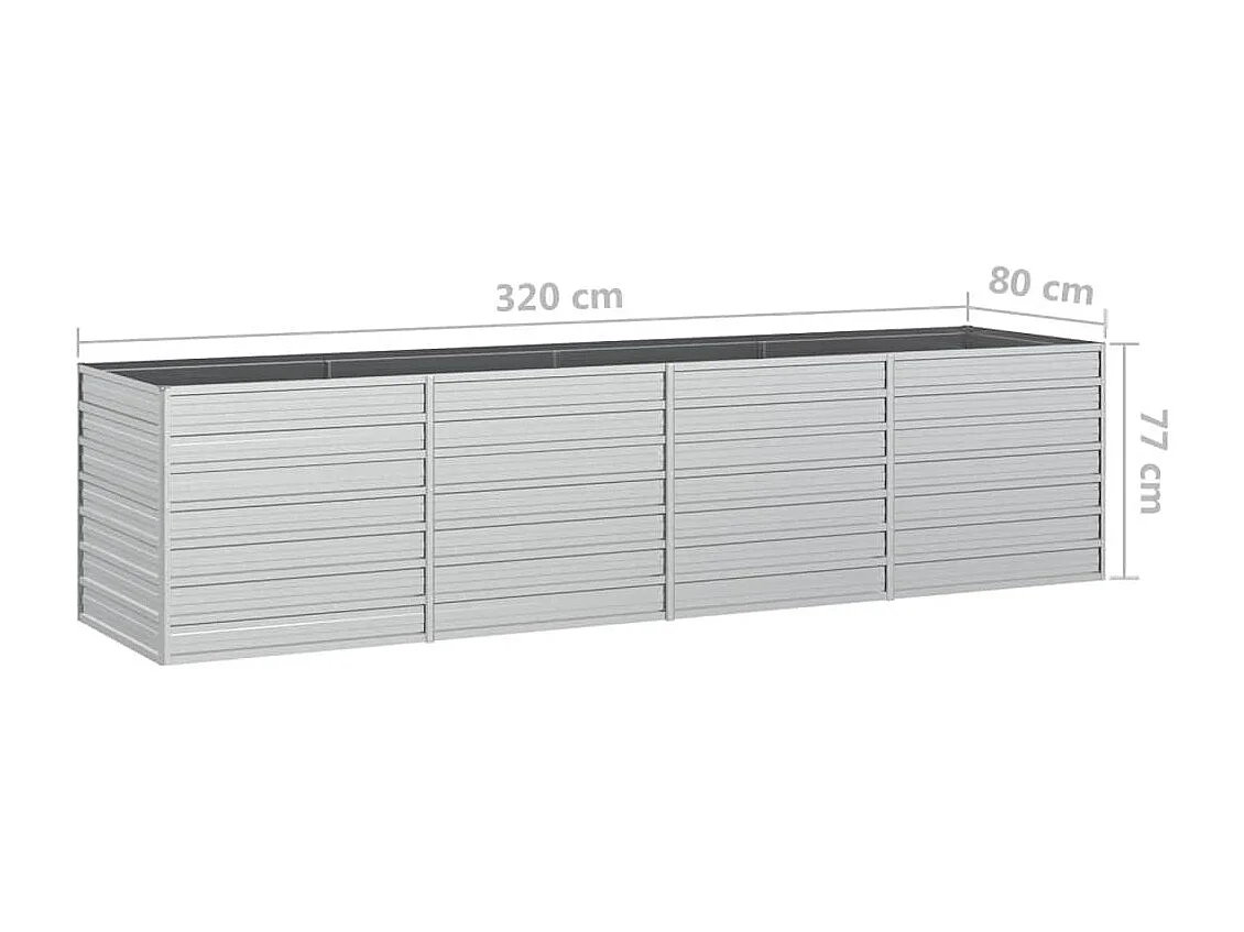 Lit surélevé de jardin 320x80x77 cm Acier galvanisé Argenté