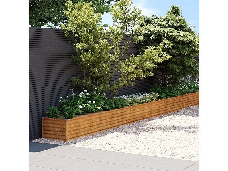 Letto da giardino rialzato 960x50x36 cm in acciaio corten