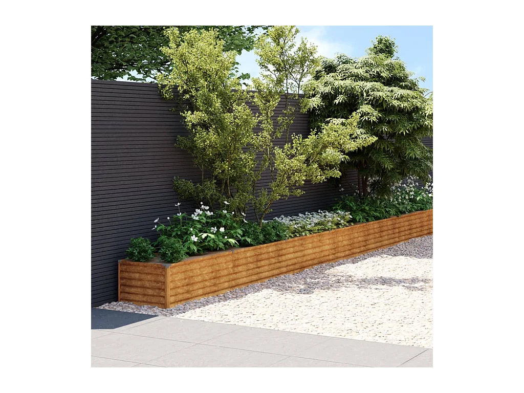 Letto da giardino rialzato 960x50x36 cm in acciaio corten