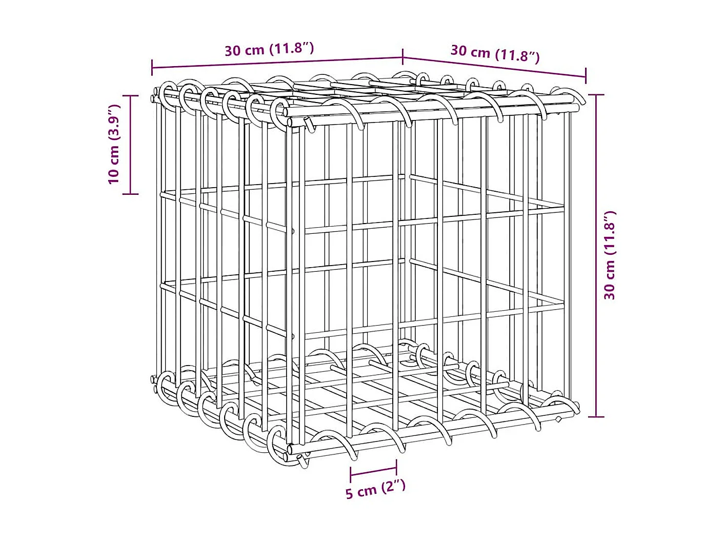 Gabion kubus verhoogd bed Staaldraad 30x30x30 cm