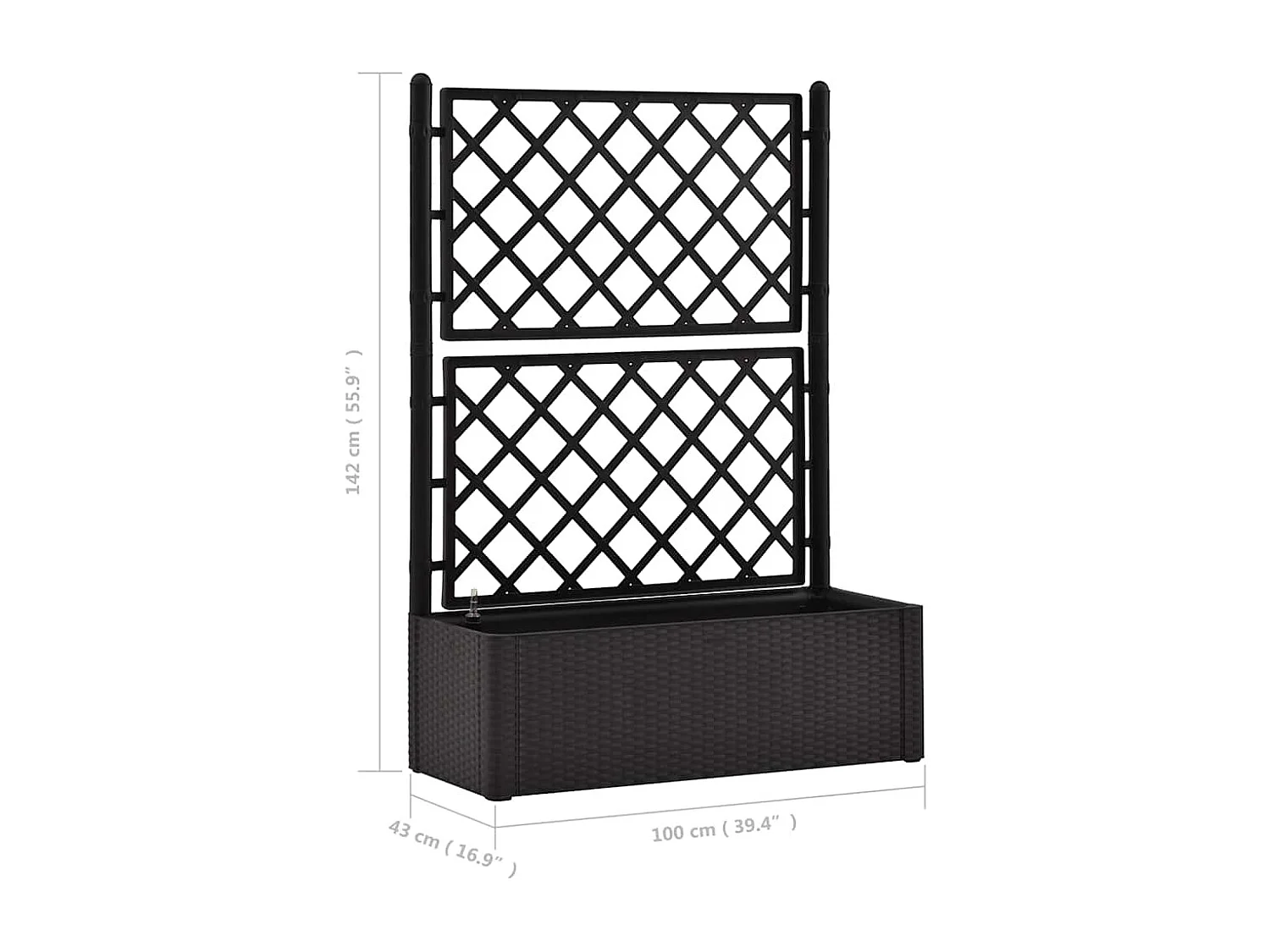 Lit surélevé de jardin treillis système d'arrosage Anthracite