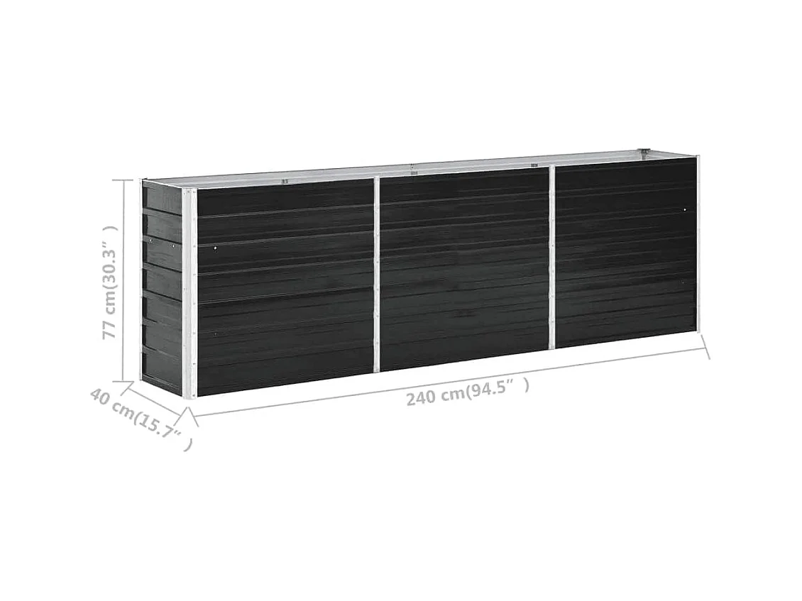 Letto da giardino rialzato in acciaio zincato 240x40x77 cm Antracite