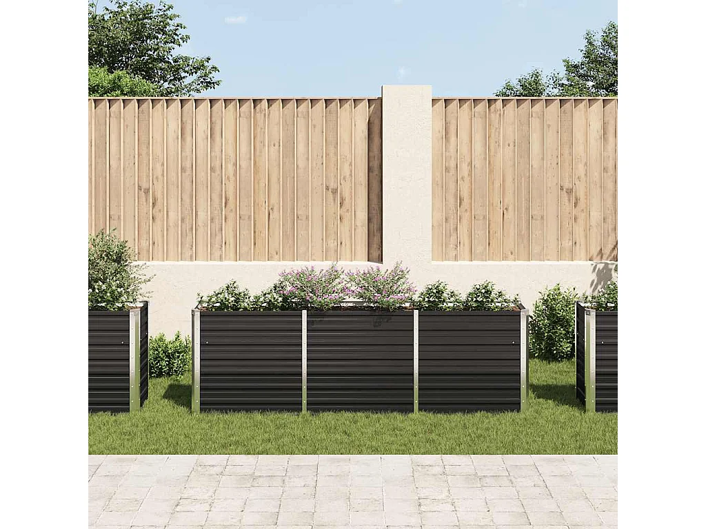 Lit surélevé de jardin Acier galvanisé 240x40x77 cm Anthracite