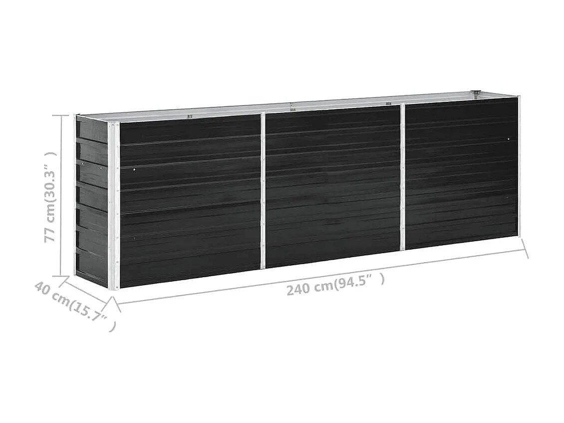 Lit surélevé de jardin Acier galvanisé 240x40x77 cm Anthracite