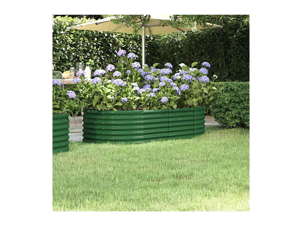 Hochbeet Pulverbeschichteter Stahl 152x80x36 cm Grün