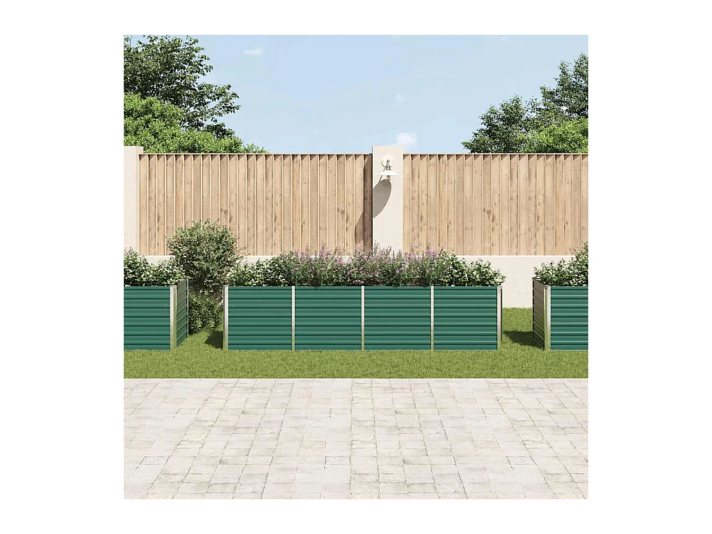Verhoogd tuinbed Gegalvaniseerd staal 320x80x77 cm Groen