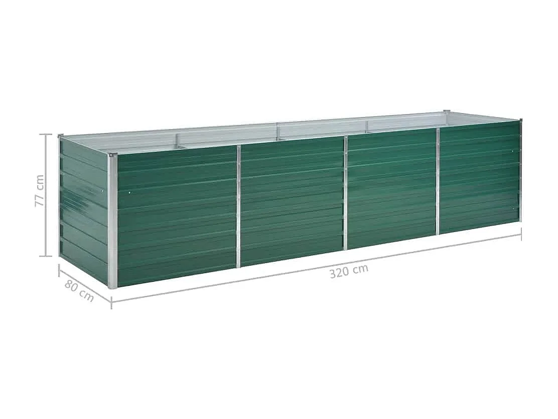 Verhoogd tuinbed Gegalvaniseerd staal 320x80x77 cm Groen