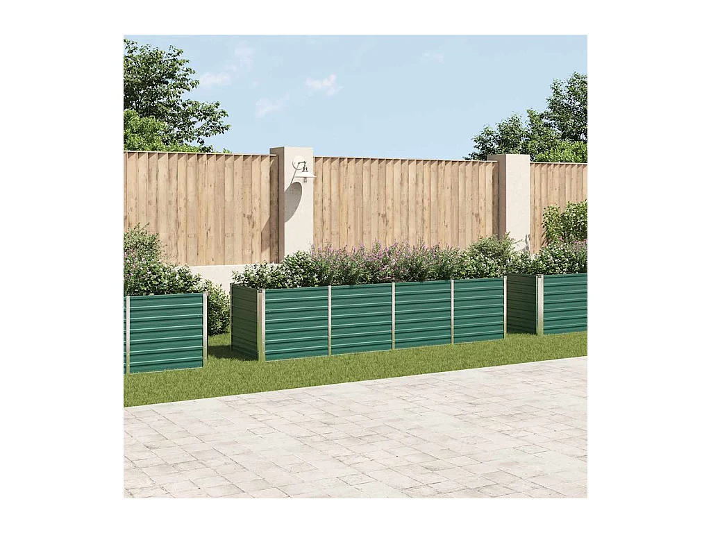 Lit surélevé de jardin Acier galvanisé 320x80x77 cm Vert