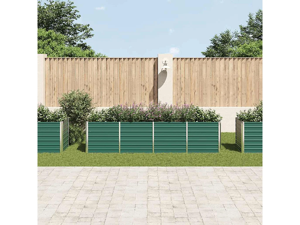 Lit surélevé de jardin Acier galvanisé 320x80x77 cm Vert