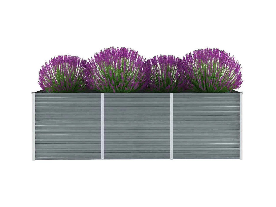 Lit surélevé de jardin Acier galvanisé 240x80x77 cm Gris