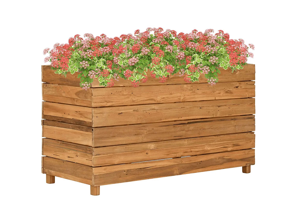 Lit surélevé 100x40x55 cm bois de teck recyclé et acier