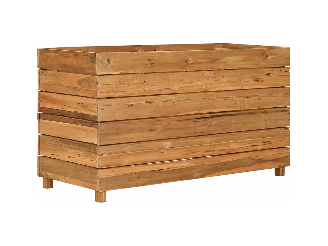 Lit surélevé 100x40x55 cm bois de teck recyclé et acier