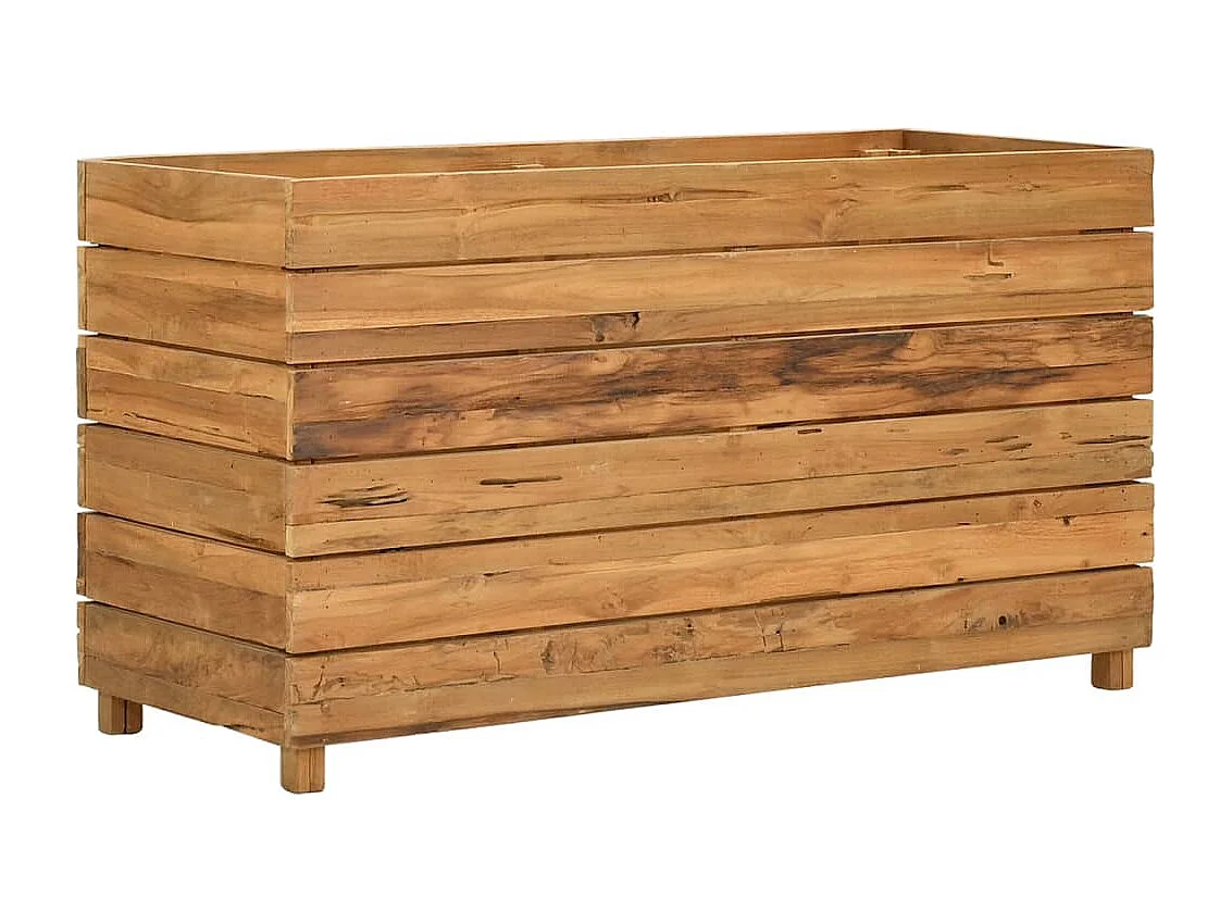 Lit surélevé 100x40x55 cm bois de teck recyclé et acier