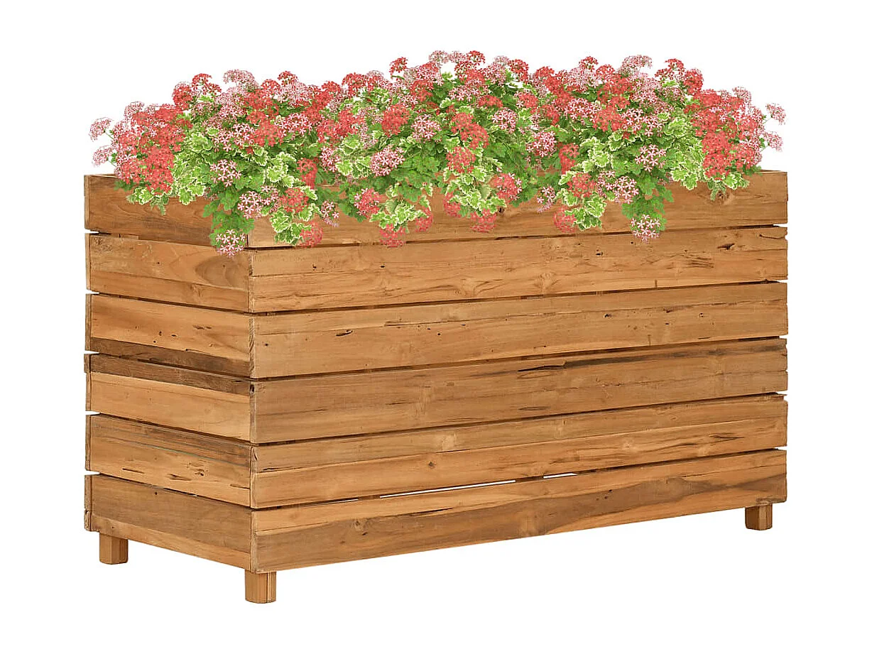 Lit surélevé 100x40x55 cm bois de teck recyclé et acier