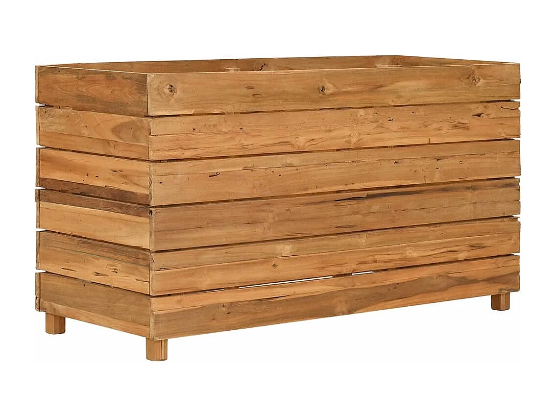 Lit surélevé 100x40x55 cm bois de teck recyclé et acier